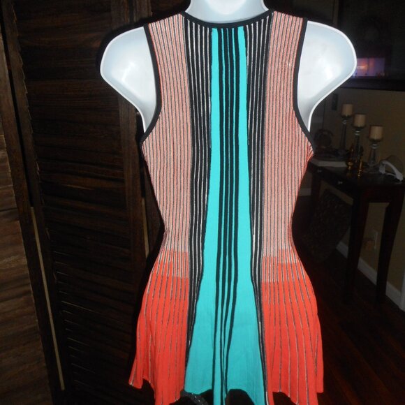 Ronny Kobo Knit peplum coral & turquoise top, Medium - Picture 3 of 4